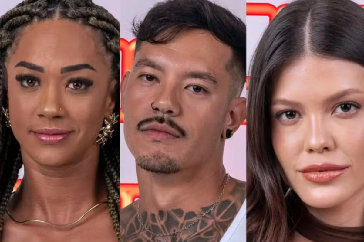 Aline, Gabriel e Vitória Strada estão no 4º paredão do BBB25 (Foto: reprodução / TV Globo)