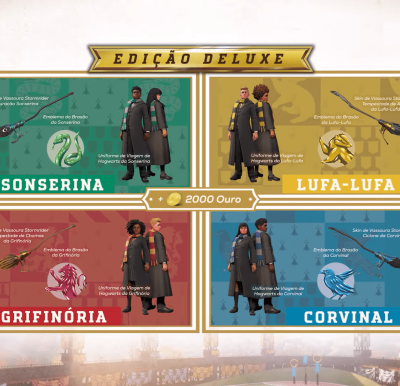 Pacotes disponíveis na versão Deluxe de Harry Potter: Campeões de Quadribol (Foto: Reprodução Youtube/WarnerPlay)