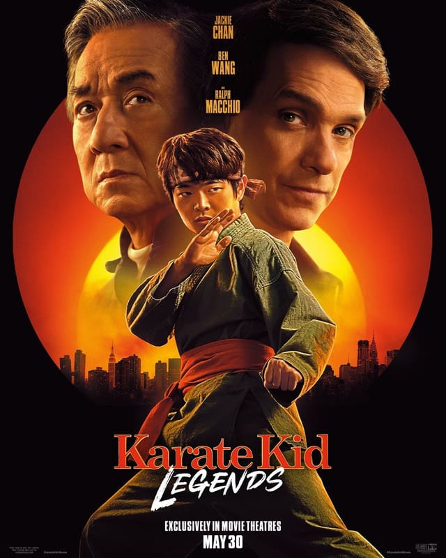 Pôster de "Karate Kid: Legends" foca em Jackie Chan, Ralph Macchio e Ben Wang (Foto: Sony Pictures)