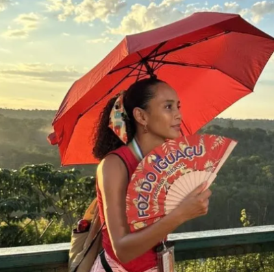 Thais Araújo é vista nas gravações de Taís Araújo (Foto: Prefeitura de Foz do Iguaçu)