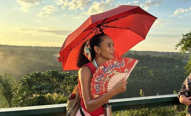 Thais Araújo é vista nas gravações de Taís Araújo (Foto: Prefeitura de Foz do Iguaçu)