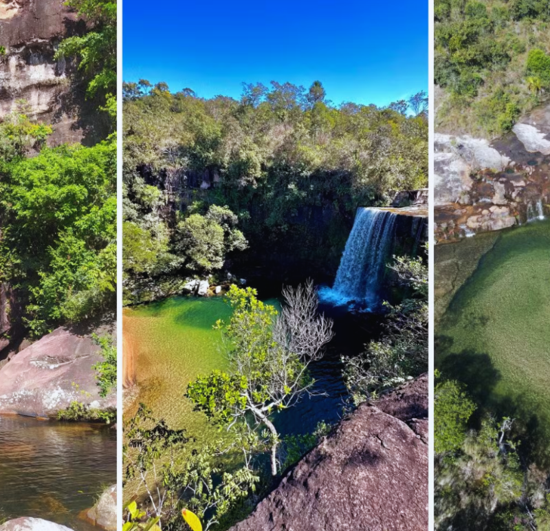 Cachoeira Campo Belo, Cachoeira Vilarinho e Cachoeira Santa Helena, em Goiás — Foto: Rafael Ferreira e Pablo Azevedo